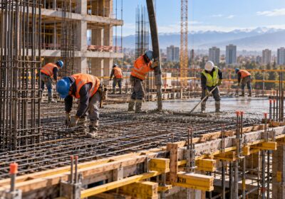 Hormigonado de losa en obra de edificación