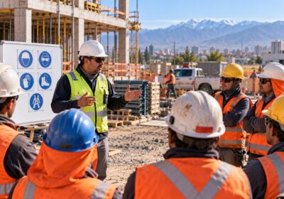 Charla de seguridad a cuadrilla en obra